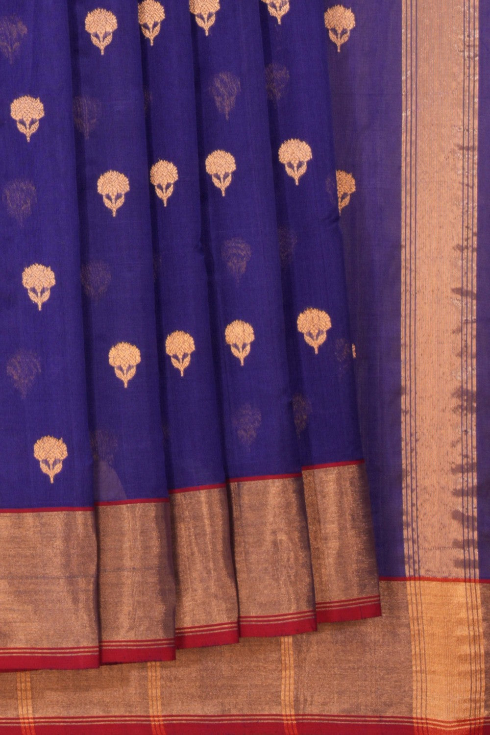 Chanderi Cotton Silk Indigo Blue Saree