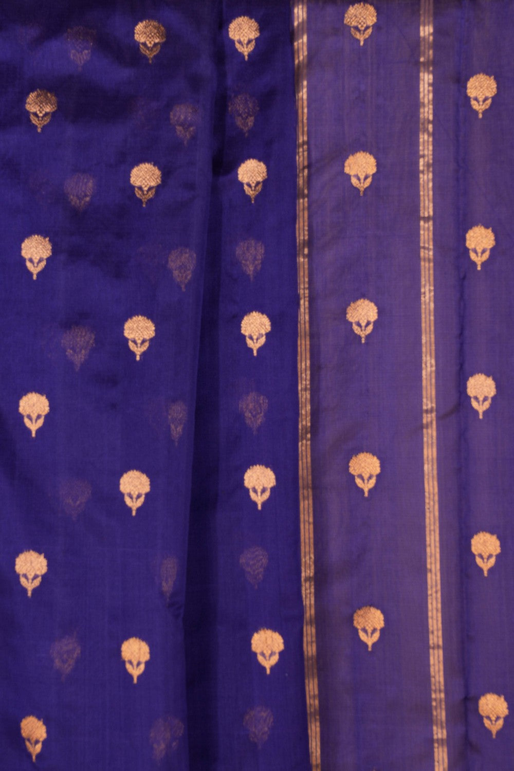 Chanderi Cotton Silk Indigo Blue Saree