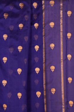 Image of Chanderi Cotton Silk Indigo Blue Saree