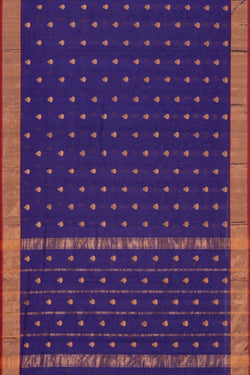 Image of Chanderi Cotton Silk Indigo Blue Saree