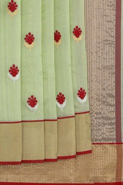 Image of Chanderi Cotton Silk Mint-Green Saree