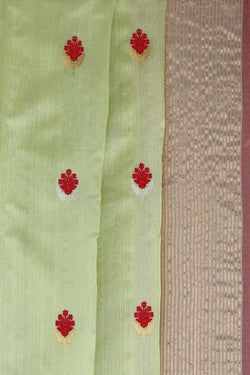 Image of Chanderi Cotton Silk Mint-Green Saree