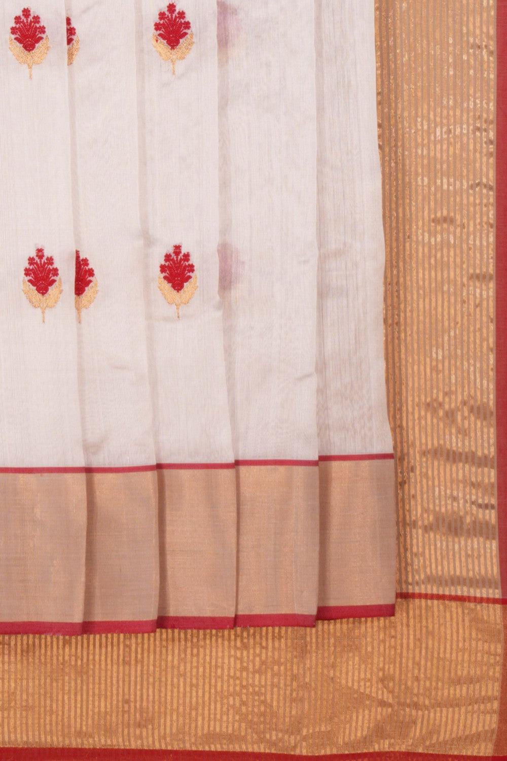 Chanderi Cotton Silk Ivory Off-White Saree