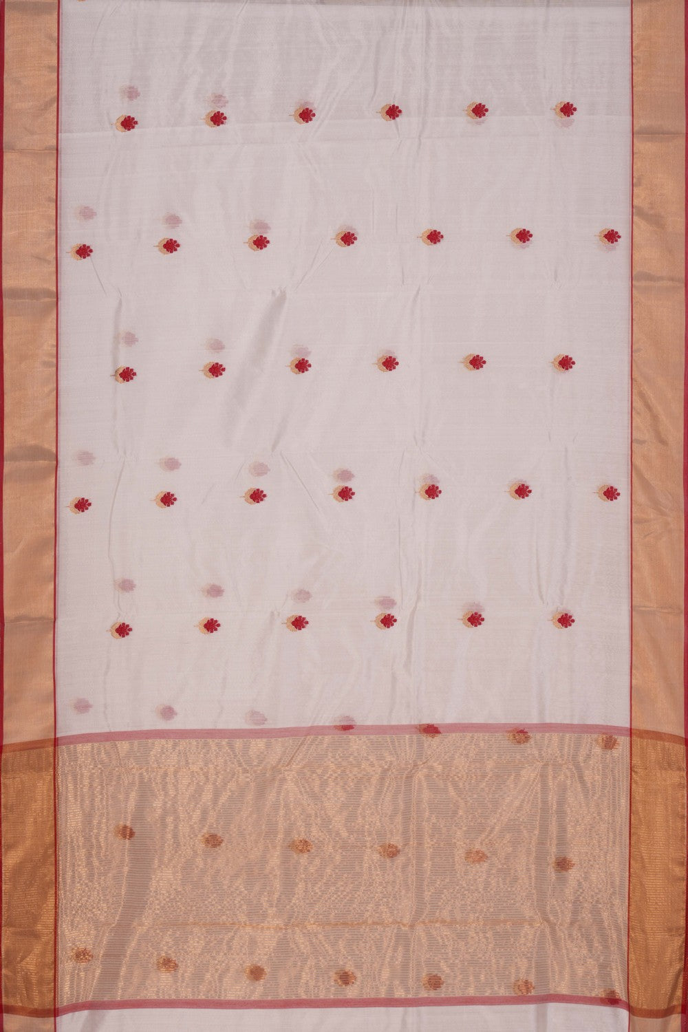 Image of Chanderi Cotton Silk Ivory Off-White Saree