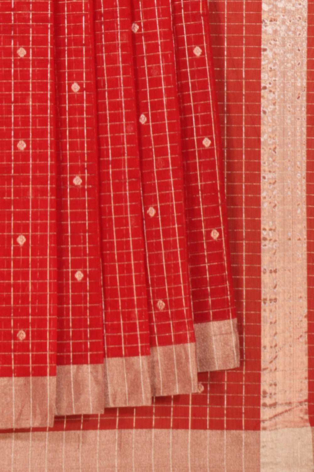 Chanderi Kattam Red Saree