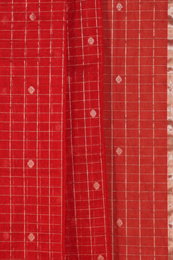 Image of Chanderi Kattam Red Saree