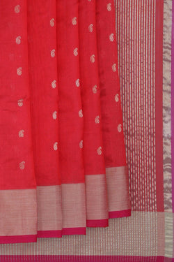 Image of Chanderi Cotton Silk Red Saree