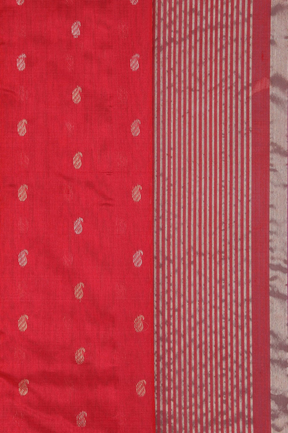 Image of Chanderi Cotton Silk Red Saree