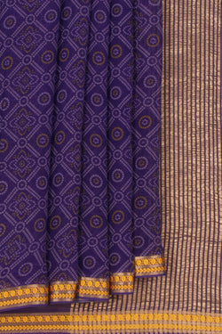 Image of Mysore Chiffon Bandhani Printed Purple Saree