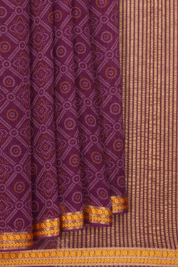 Image of Mysore Chiffon Bandhani Printed Violet Saree