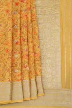 Image of Mysore Binny Crepe Silk Mustard Saree