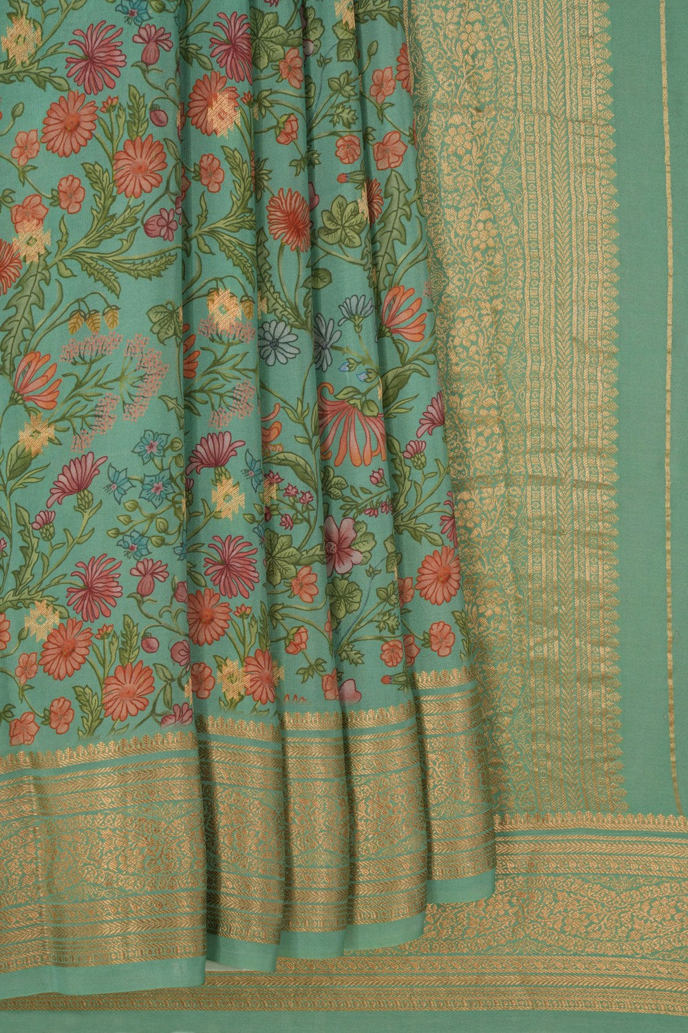 Mysore Binny Crepe Silk Sea Green Saree