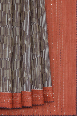 Image of Tussar Silk Embroidery Saree