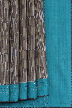 Image of Tussar Silk Embroidery Saree