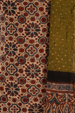 Image of Ajrakh Print Unstitched Suit With Dupatta (2 Pcs Set)