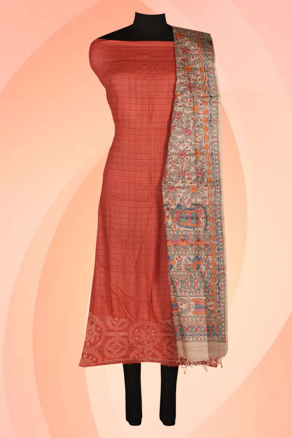 Bandhani Print Unstitched Suit With Dupatta (2 Pcs Set)