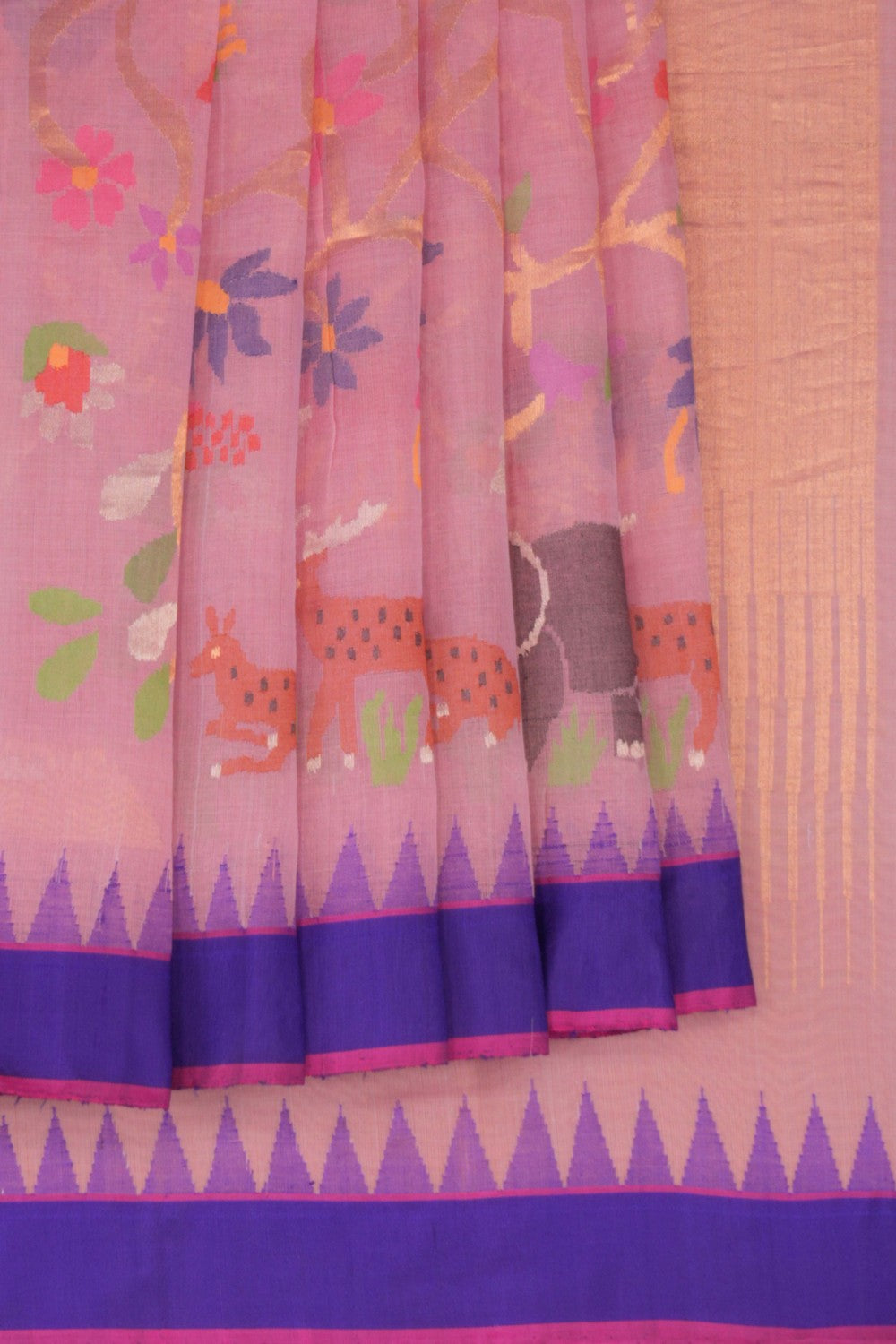 Uppada Cotton Lotus Pink Saree