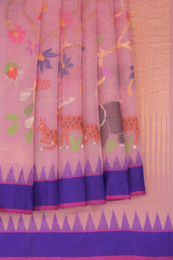 Image of Uppada Cotton Lotus Pink Saree