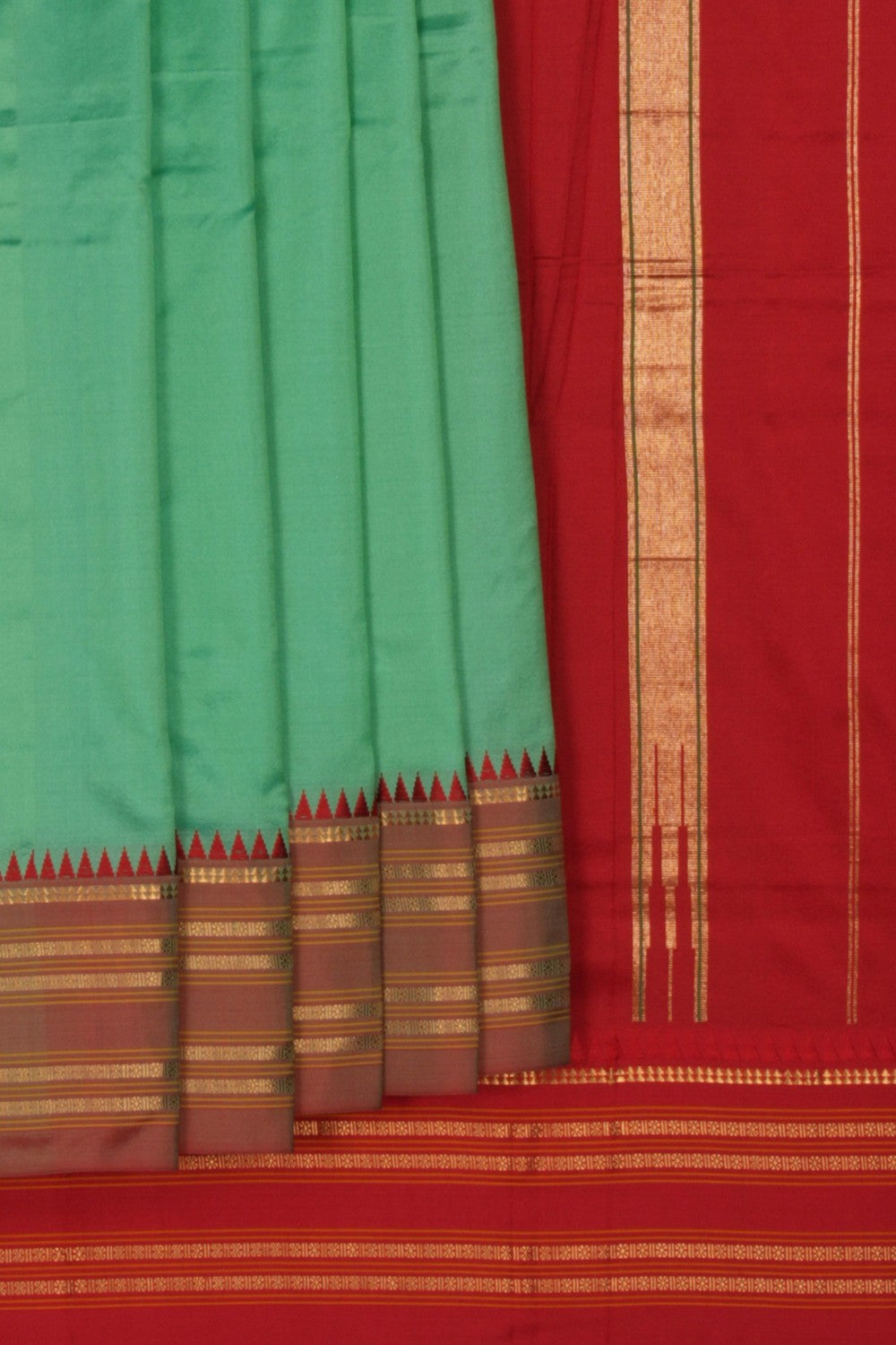 Image of Narayanpet Pure Silk Green Saree
