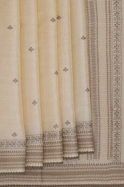 Image of Tussar Silk Embroidery Saree