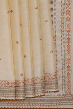 Image of Tussar Silk Embroidery Saree