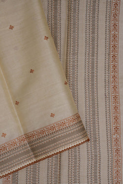 Image of Tussar Silk Embroidery Saree