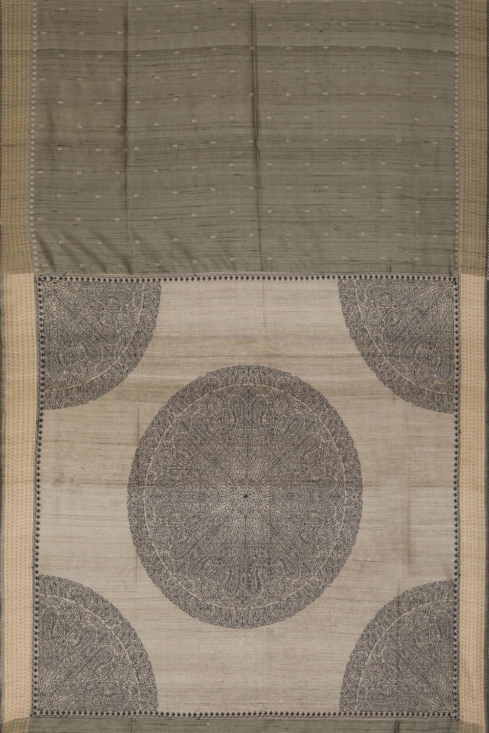 Image of Tussar Silk Embroidery Saree