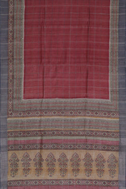 Image of Tussar Silk Embroidery Saree