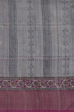 Image of Tussar Silk Embroidery Saree