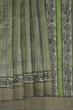 Image of Tussar Silk Embroidery Saree