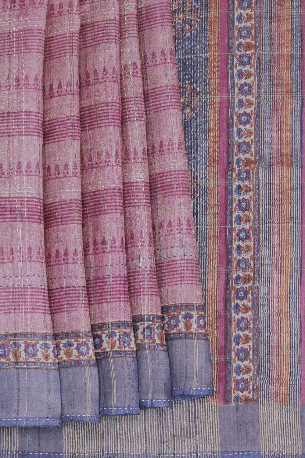 Image of Tussar Silk Embroidery Saree