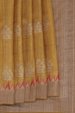 Image of Tussar Silk Embroidery Saree