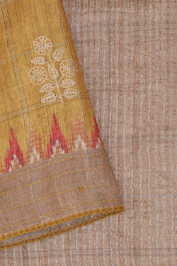 Image of Tussar Silk Embroidery Saree