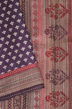 Image of Tussar Silk Embroidery Saree