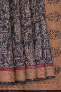 Image of Tussar Silk Embroidery Saree