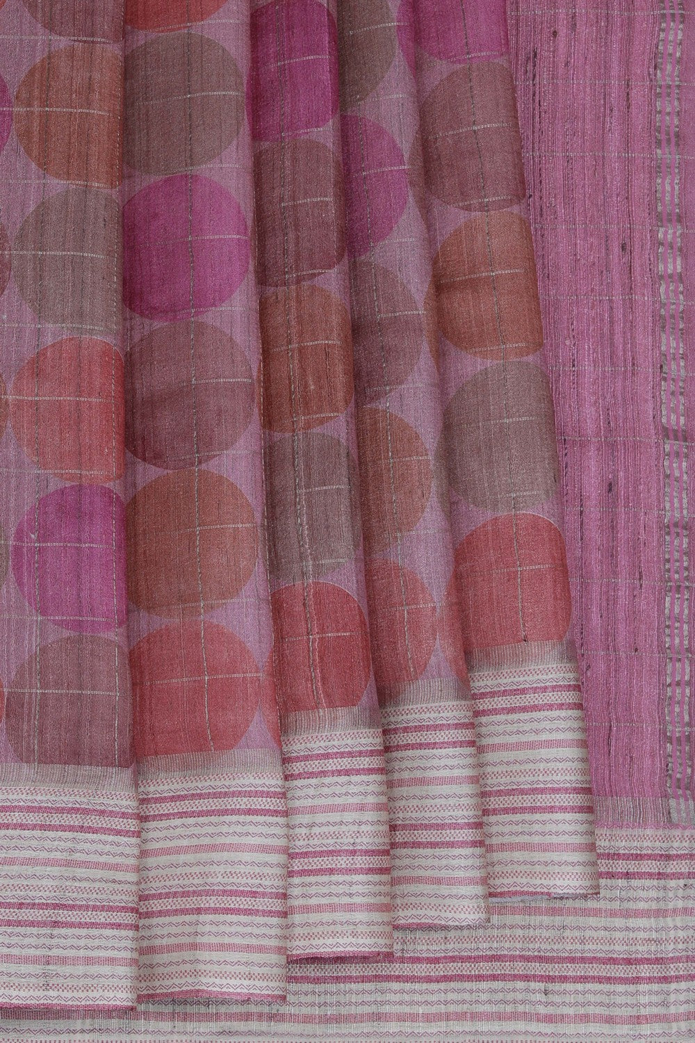 Tussar Silk Geometric Printed Saree