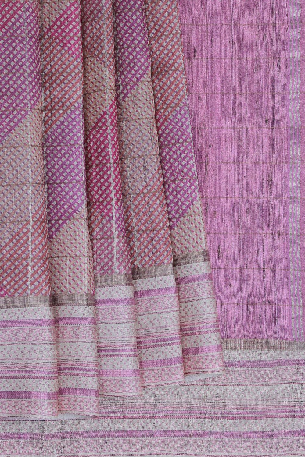 Tussar Silk Geometric Printed Saree