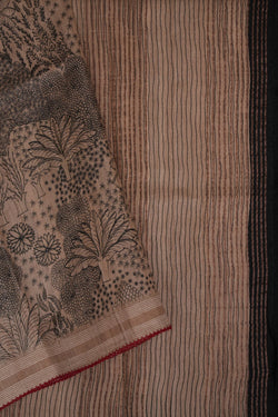 Image of Tussar Silk Embroidery Saree