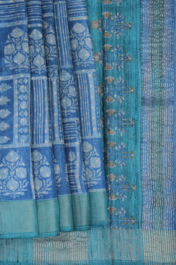 Image of Tussar Silk Embroidery Saree