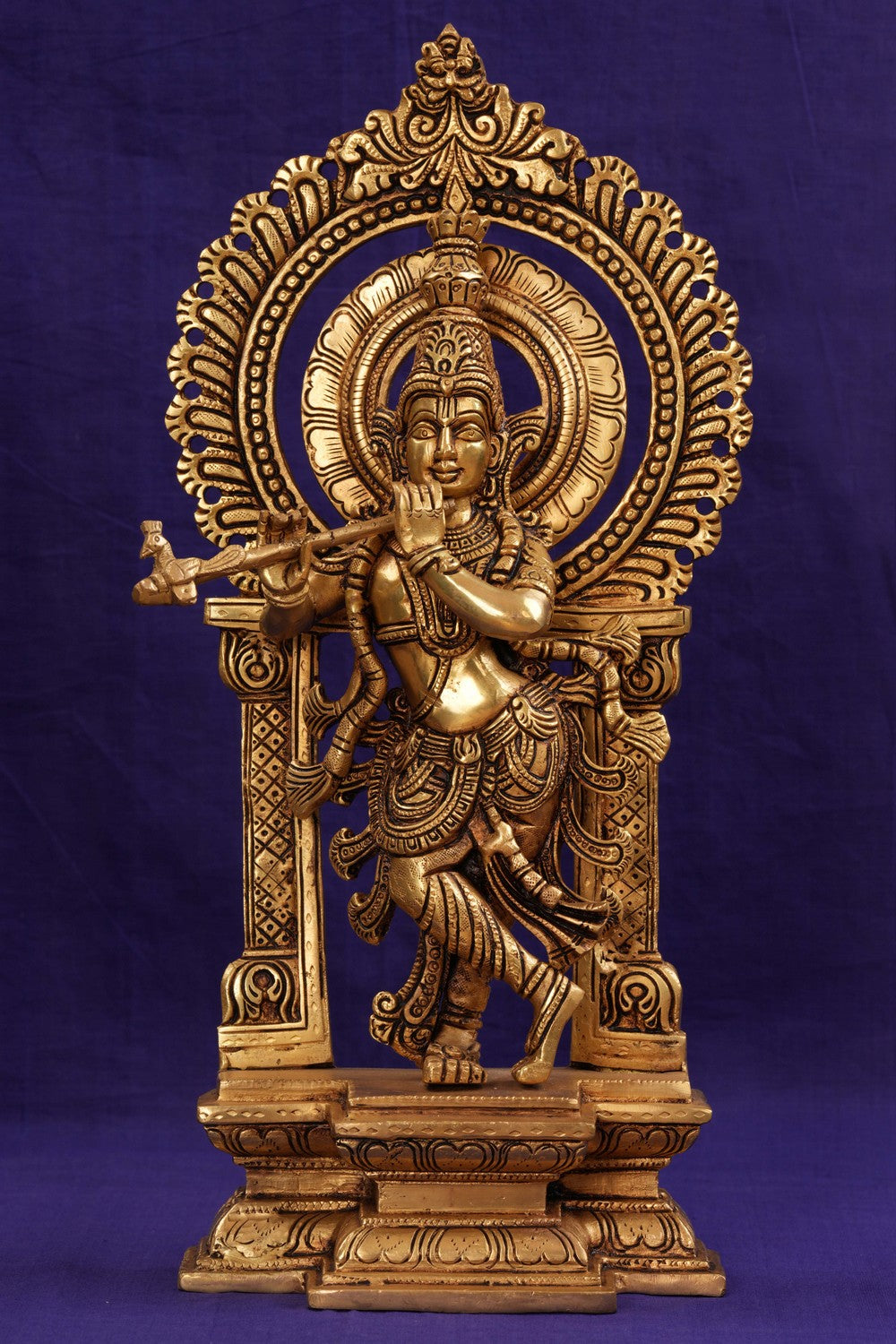 Image of Brass Krishna with flute in his hand