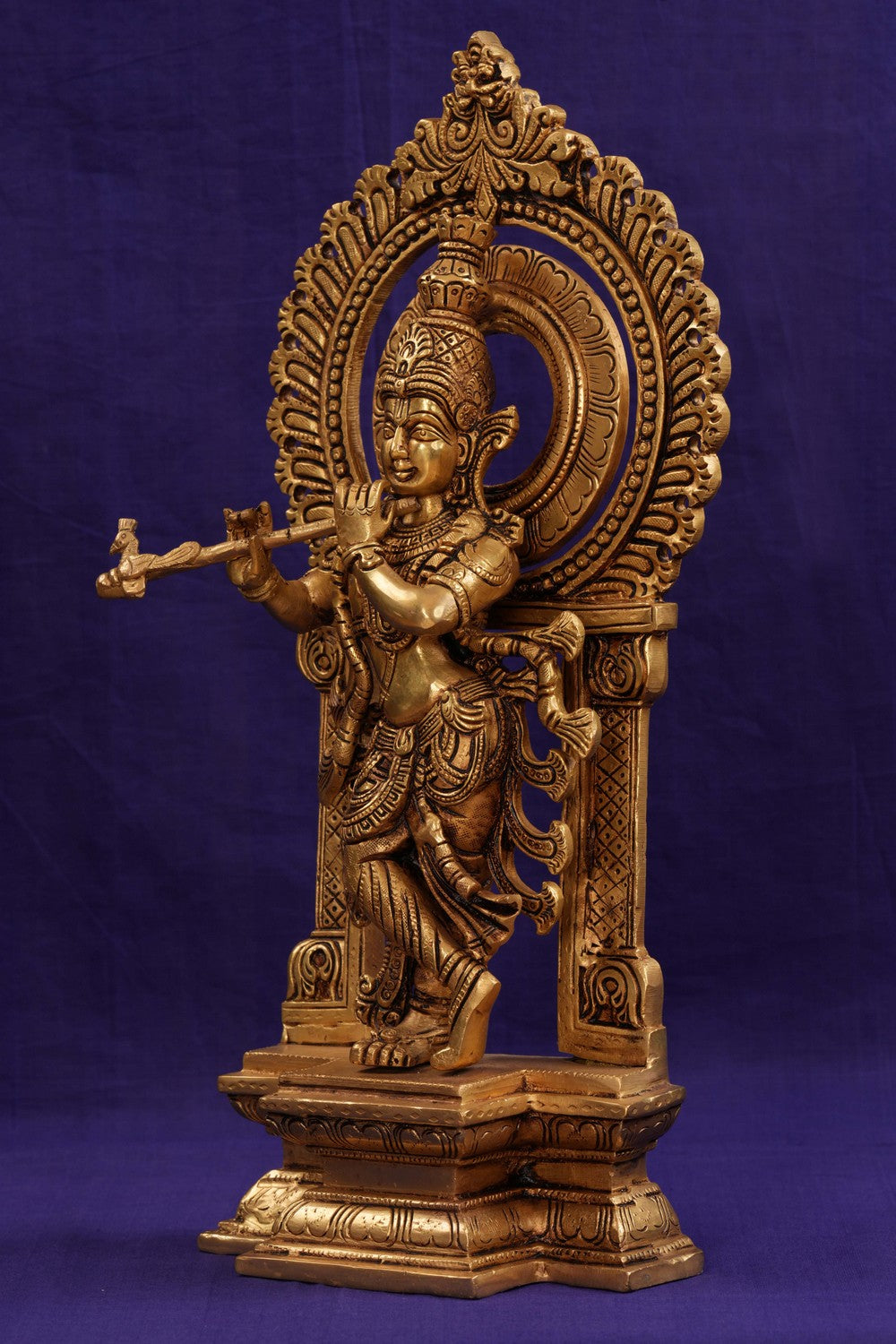Image of Brass Krishna with flute in his hand