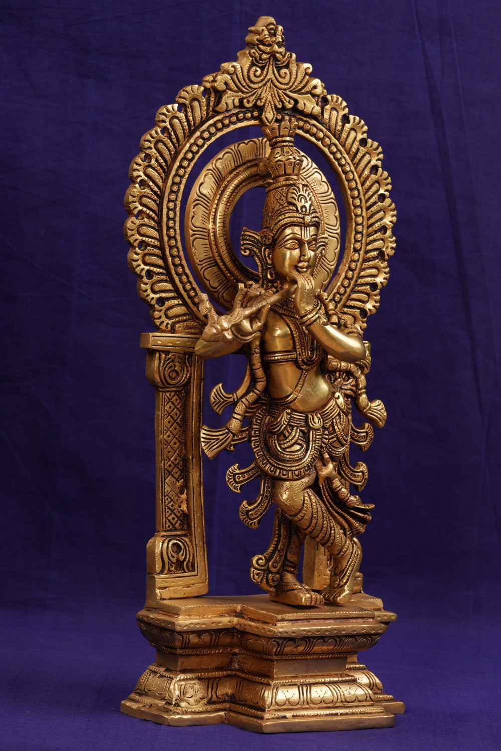 Image of Brass Krishna with flute in his hand