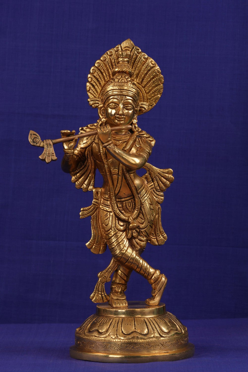 Image of Brass Krishna with flute in his hand
