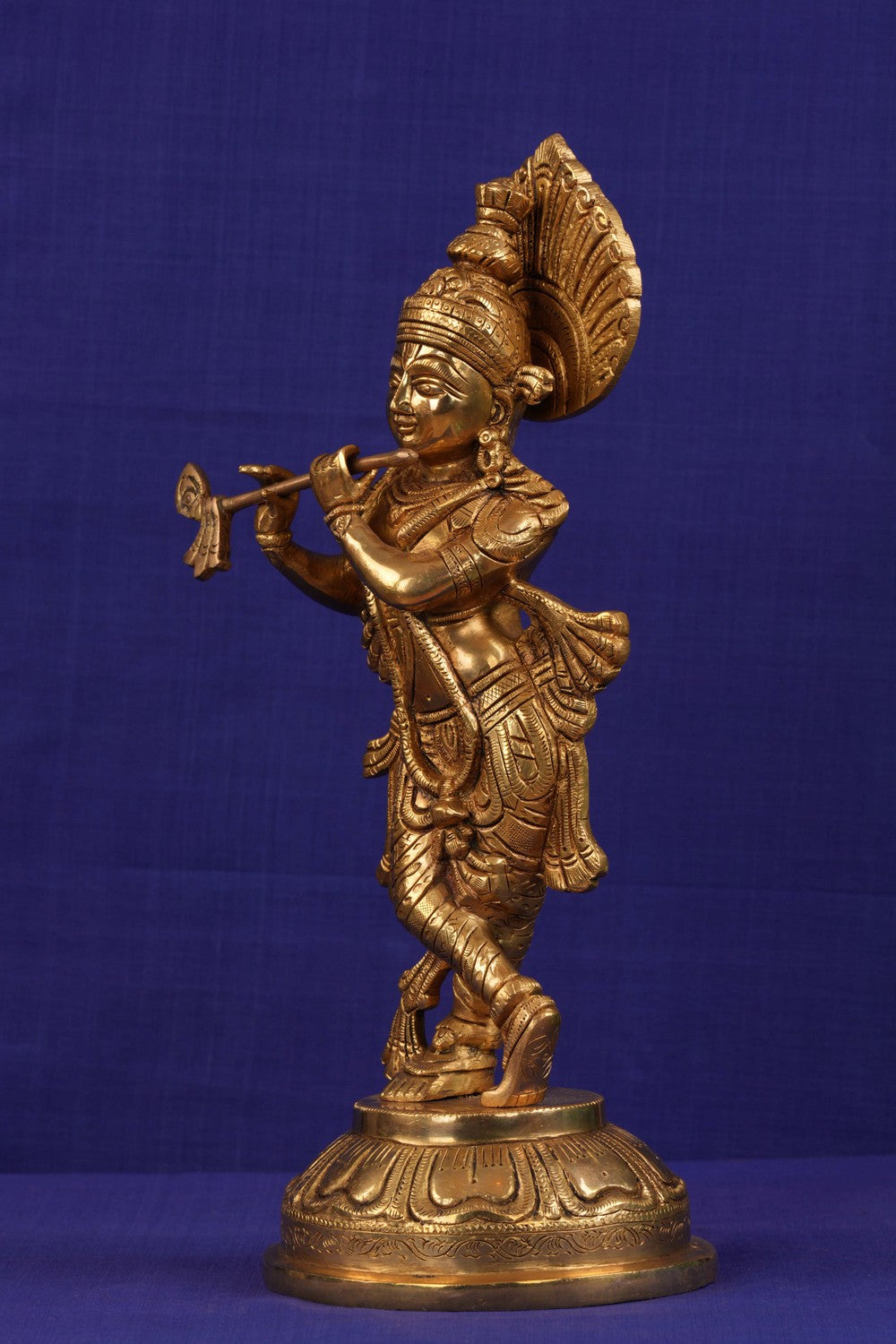 Image of Brass Krishna with flute in his hand