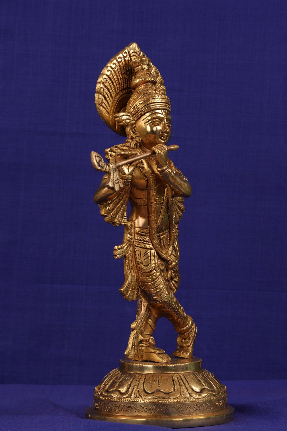 Image of Brass Krishna with flute in his hand
