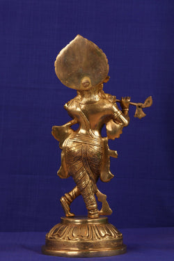 Image of Brass Krishna with flute in his hand
