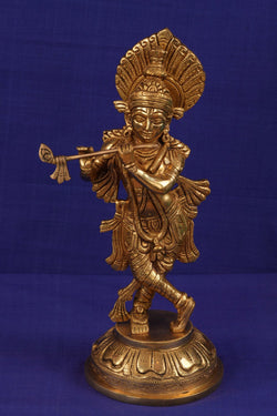Image of Brass Krishna with flute in his hand