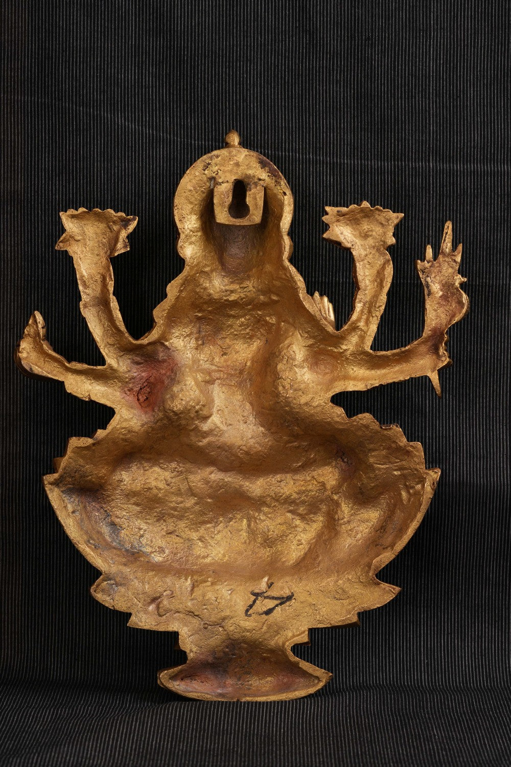 The Dhanalakshmi Brass seated on a Blooming Lotus Wall Hanging
