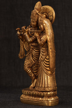 Image of Brass Radha Krishna Statue Playing Flute