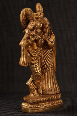 Image of Brass Radha Krishna Statue Playing Flute